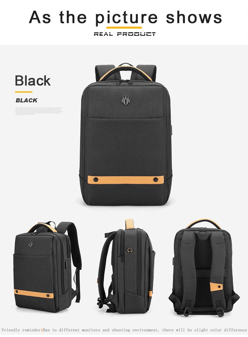 جولدن وولف GB00731 حقيبة ظهر لابتوب مقاومة للماء 14.1" - لون اسود — جولدين وولف - Image 5